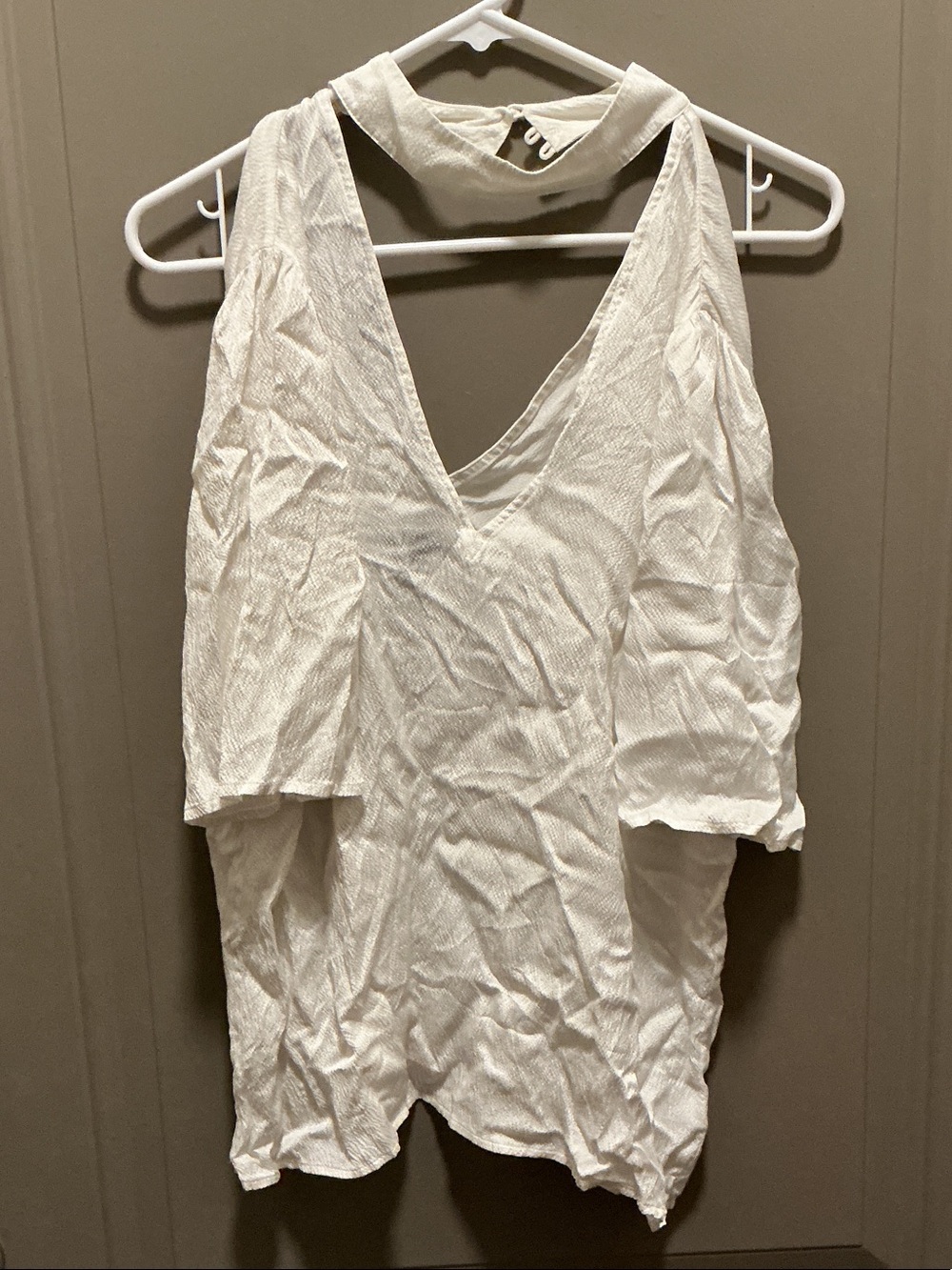 Paige Ivory White Halter Top Size Large 3/4 Sleeves Boho Festival Shirt Beach